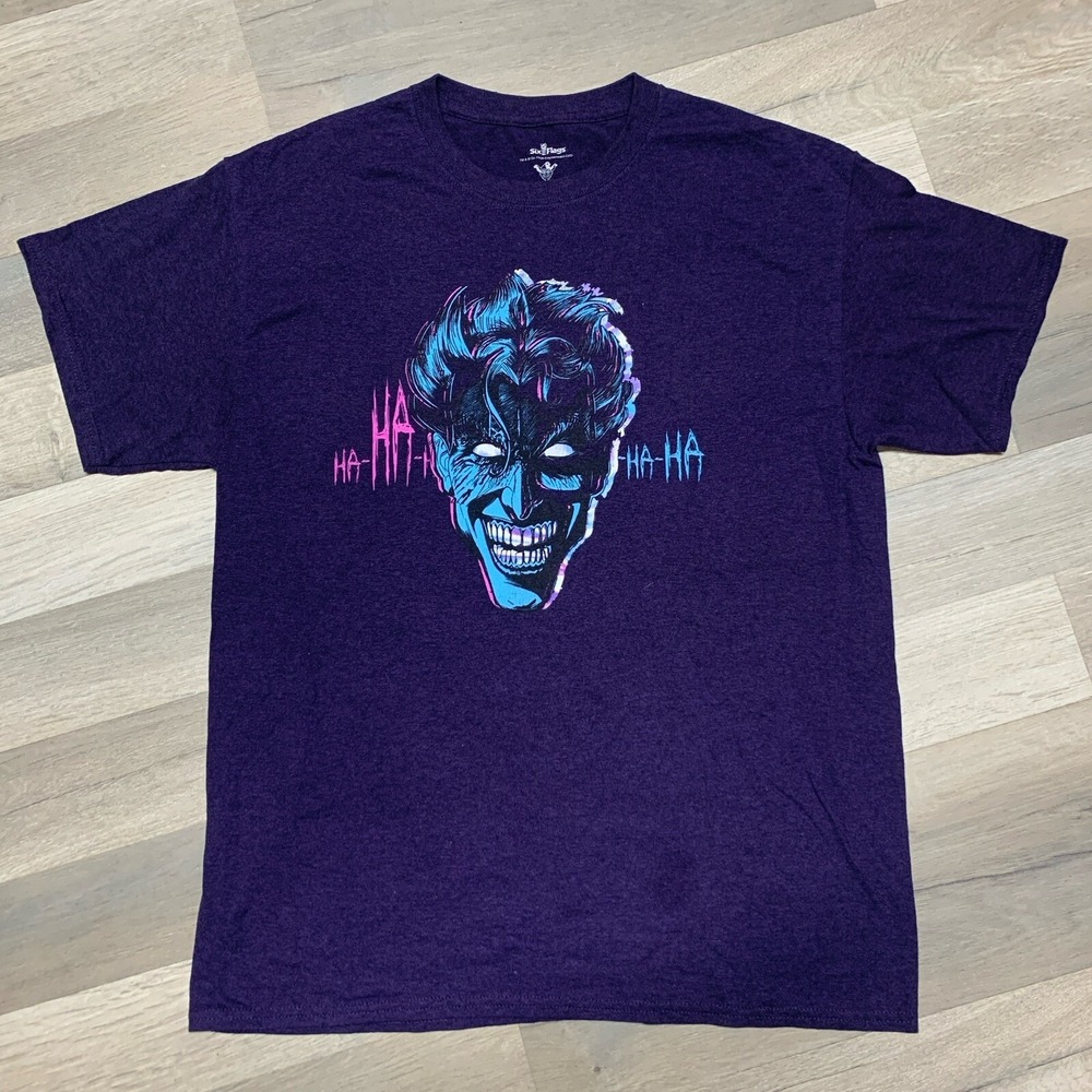 Six Flags The Joker Purple DC Comics T-Shirt - Size L